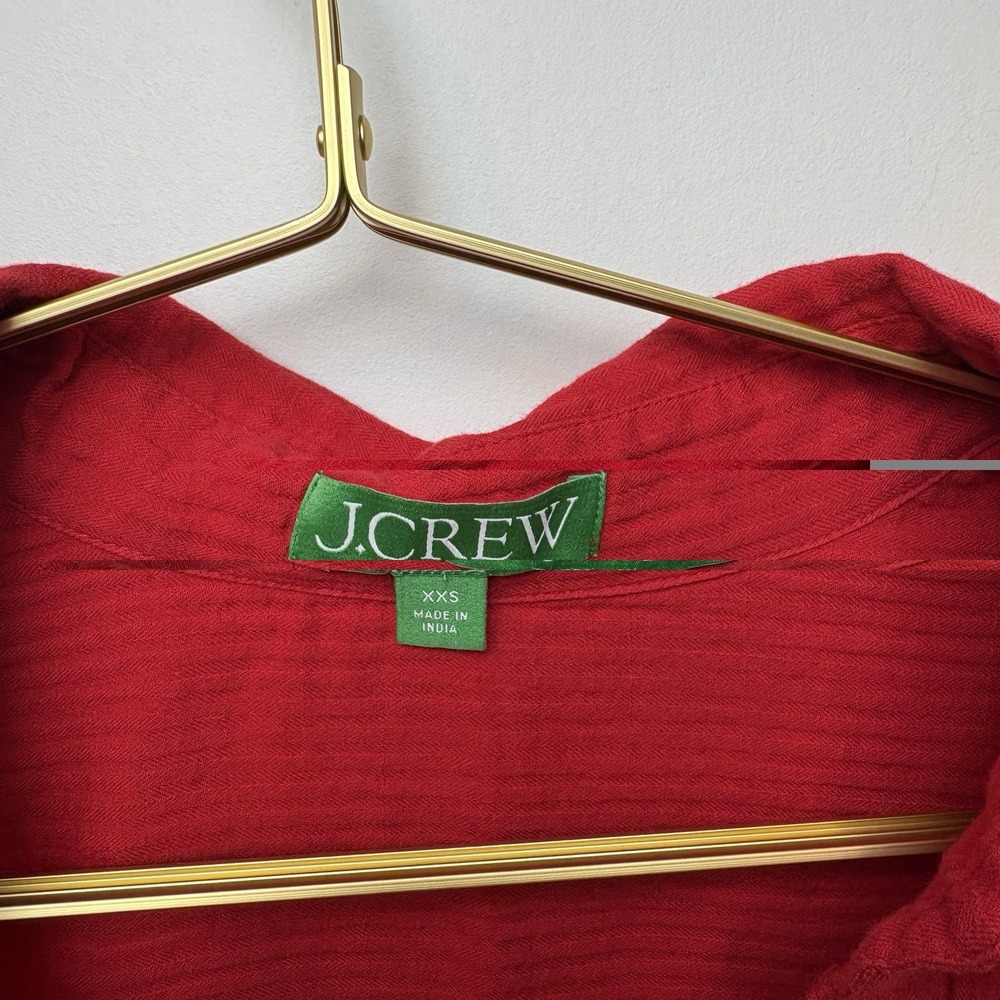J. Crew Popover Shirt Oversized Gauze Red Tunic Pullover Sz  XXS ‎ Cotton BX628 - Picture 3 of 9